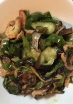 鶏皮と茄子の炒めもの(塩味)-レシピのメイン写真