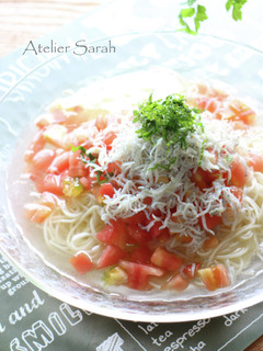 簡単5分♪冷たいトマト&しらすスープ素麺-レシピのメイン写真