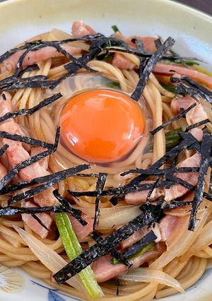 簡単♡卵で激うま♡醤油香る和風パスタ-レシピのメイン写真