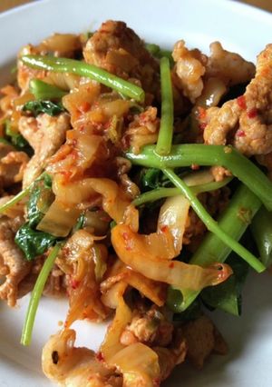 空芯菜と豚キムチ　de アジアンおかず-レシピのメイン写真