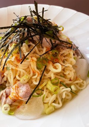 レンチン！ピリっと豚しゃぶ冷やしまぜ麺-レシピのメイン写真