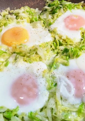 キャベツ消費！巣ごもり卵-レシピのメイン写真