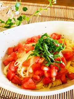 ぱぱっと!和風☆トマトの冷製パスタ-レシピのメイン写真