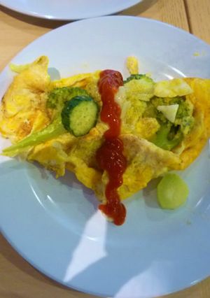 ビジホの朝食でオープン･オムレツを作る-レシピのメイン写真