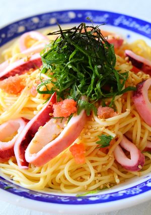 青紫蘇香る♪イカと明太子のパスタ-レシピのメイン写真