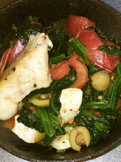 鯛とトマトのほうれん草のハーブ炒め-レシピのメイン写真