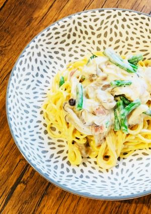 きのことインゲンのミルクパスタ♡-レシピのメイン写真
