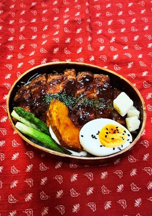 ソースカツのっけ息子塾弁当-レシピのメイン写真