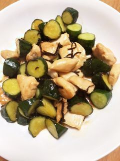 きゅうり塩昆布と鶏胸肉の中華炒め-レシピのメイン写真