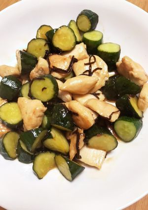きゅうり塩昆布と鶏胸肉の中華炒め-レシピのメイン写真