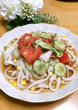 彩りin冷やしぶっかけうどん-レシピのメイン写真