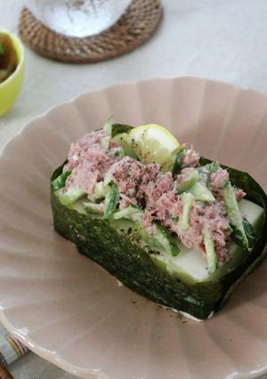 コンビーフときゅりの軍艦冷奴-レシピのメイン写真