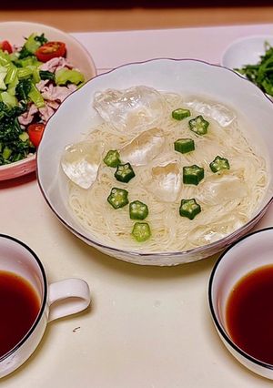 暑い夏にぴったり　素麺と豚しゃぶサラダ-レシピのメイン写真