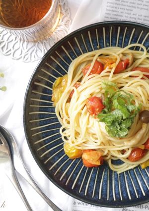たっぷりミニトマトの和風パスタ♪-レシピのメイン写真