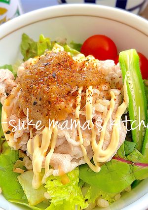 夏休みランチ❤冷しゃぶサラダうどん｡ஐஃ-レシピのメイン写真