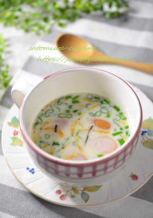 レンジで2分☆オーツミルクのお手軽スープ-レシピのメイン写真