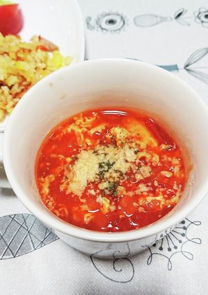 ふわふわたまごのトマトスープ-レシピのメイン写真