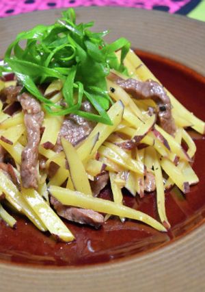 牛肉とじゃがいもの細切り黒胡椒炒め-レシピのメイン写真