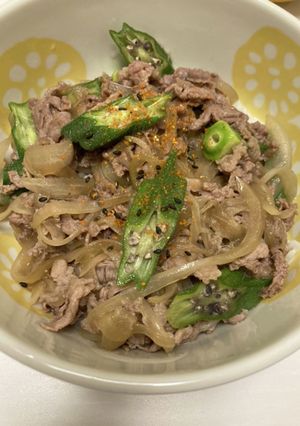 オクラ牛丼-レシピのメイン写真