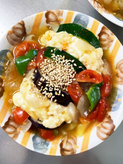 レンジ和風トマトスープ味茄子豆腐サンド蒸-レシピのメイン写真