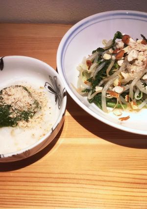 介護食　タラ＋春菊＋もやしアーモンド-レシピのメイン写真