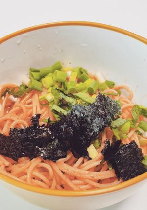 男のたらこと納豆とネギと大葉のパスタ-レシピのメイン写真