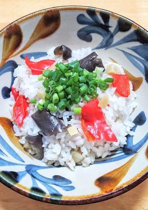 ナスとショウガのレンジで炊き込みゴハン-レシピのメイン写真
