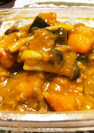 レンジ　かぼちゃとしめじのそぼろ餡かけ-レシピのメイン写真