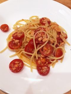 トマトと鮭フレークの冷製パスタ-レシピのメイン写真