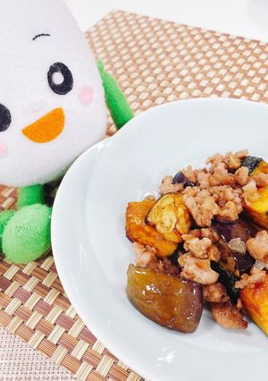 なすとかぼちゃの肉みそかけ-レシピのメイン写真