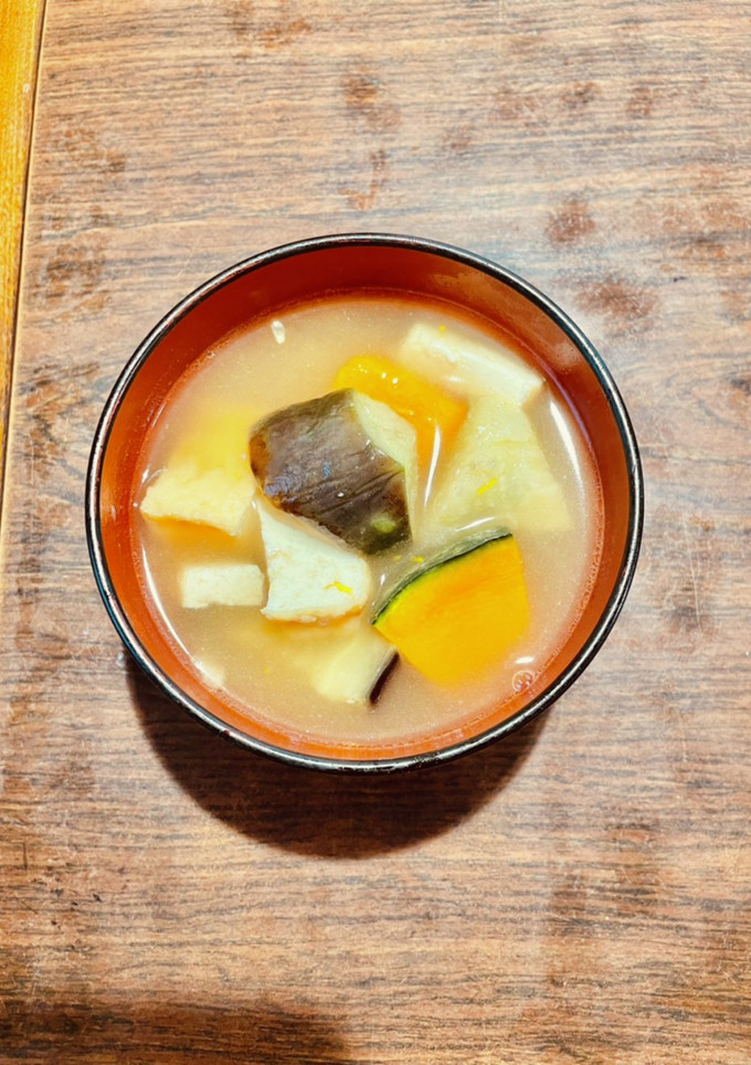 揚げ茄子と南瓜と厚揚げのお味噌汁-レシピのメイン写真