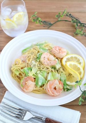 アーモンドミルクで海老とキャベツのパスタ-レシピのメイン写真