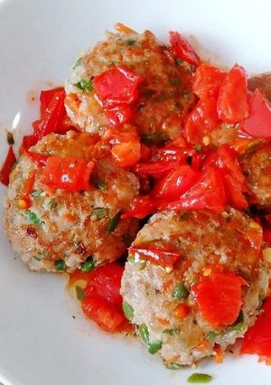 野菜ハンバーグのトマトソースがけ!-レシピのメイン写真