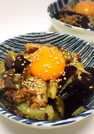 茄子と鯖缶でユッケ風-レシピのメイン写真
