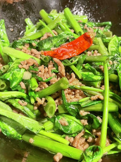 挽き肉と空芯菜のオイスターソース炒め-レシピのメイン写真