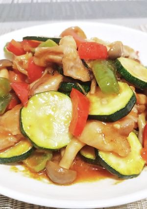 超簡単！夏野菜と豚肉のオーロラソース炒め-レシピのメイン写真