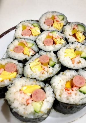 簡単やみつき☆キムパ！切らずに恵方巻き-レシピのメイン写真