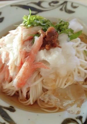 梅おろしカニカマぶっかけ素麺-レシピのメイン写真
