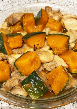 レンジで簡単！鶏肉とかぼちゃの甘辛煮-レシピのメイン写真