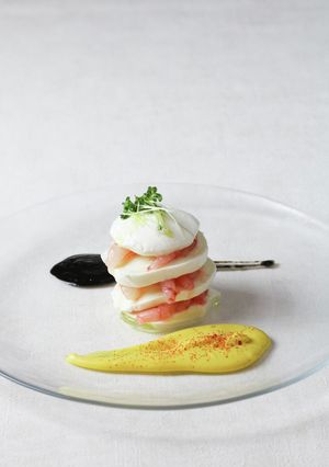 モッツァレッラと甘海老　2種のソース仕立-レシピのメイン写真