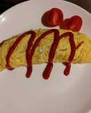 保存食アルファ米でオムレツを作る