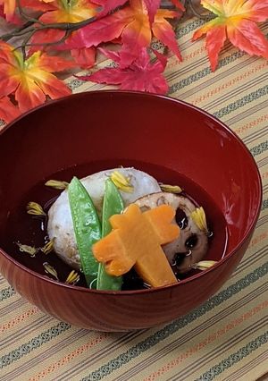 64．里芋まんじゅう　菊花あん-レシピのメイン写真