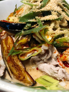 茄子と豚しゃぶの冷たい胡麻うどん-レシピのメイン写真