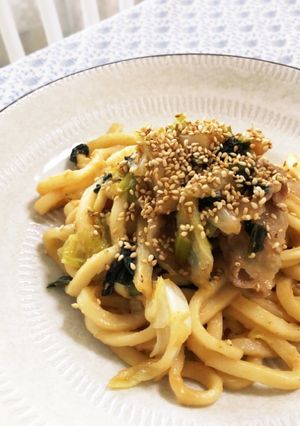 夏休みごはん☆豚バラの味噌うどん-レシピのメイン写真