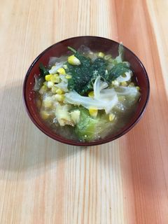 とうもろこしとキャベツと大葉の味噌汁-レシピのメイン写真