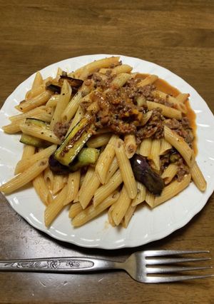 ペンネボロネーゼ(揚げナス入り)-レシピのメイン写真