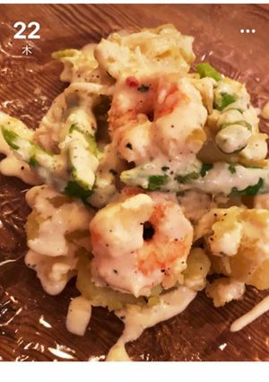 エビとアスパラのポテサラ♪マヨソースがけ-レシピのメイン写真