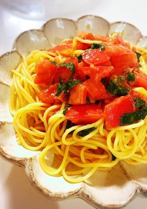夏にさっぱり☆トマト大葉梅干しパスタ-レシピのメイン写真