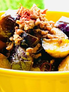 「おうち居酒屋」茄子と挽き肉の甘辛炒め♡-レシピのメイン写真