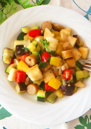夏野菜とはんぺんのコロコロ炒め♪-レシピのメイン写真